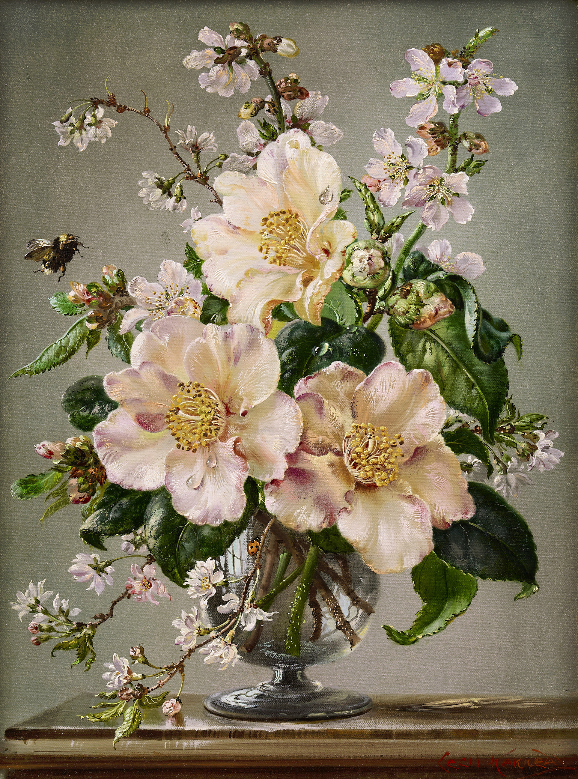Camellias  (one of a pair)